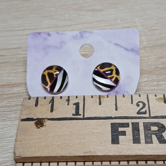 Handmade Silver Tone with Animal Print Earrings Fashion Jewelry #88 - Picture 6 of 7